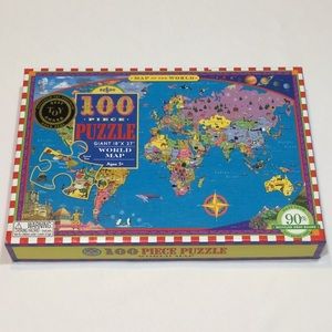 100 Piece Puzzle World Map NIB